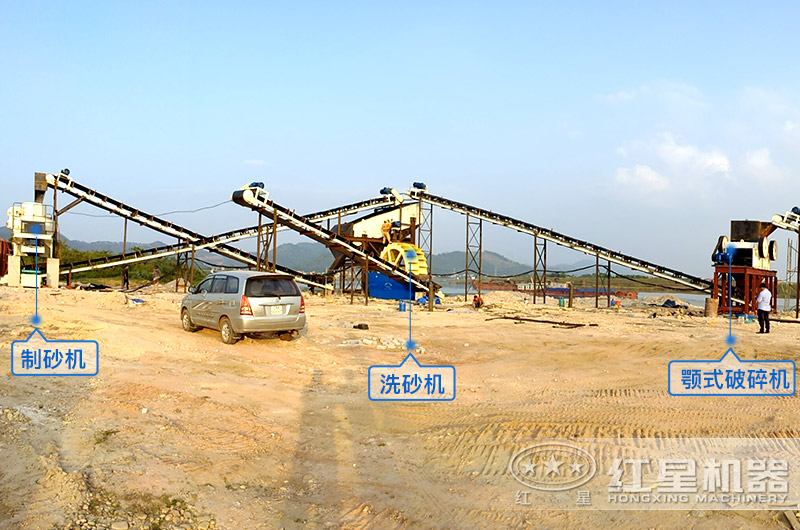 a方案現(xiàn)場設(shè)備，鵝卵石制沙、洗洗沙